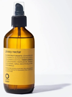 0way Glossy Nectar, Made in Italy, Biodynamic Ingredients - Organic Black Quinoa and Ethical Marula Oil for Hair & Shine (5.4 oz)