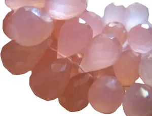 1 Strand Chalcedony Tear Drop Teardrop Briolettes Beads, Luxe AAA, 10-12 mm, Ballet Pink, Faceted, Exclusive by Beads_World CHIK-STNRDD-1459