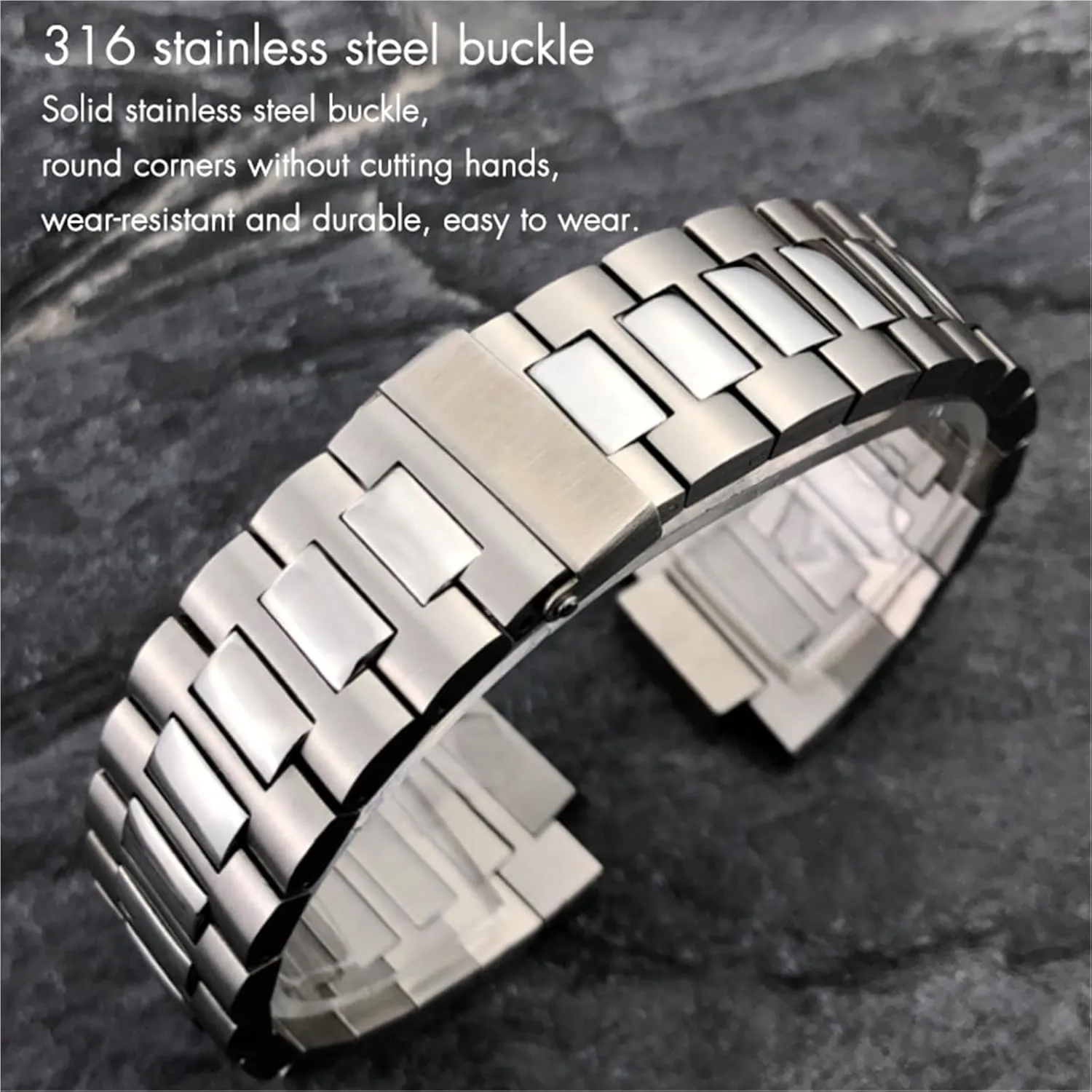 13mm Stainless Steel Watchband 25mm，For Patek Philippe NAUTILUS 5711 5726 Silver Metal Watch Strap Bracelets