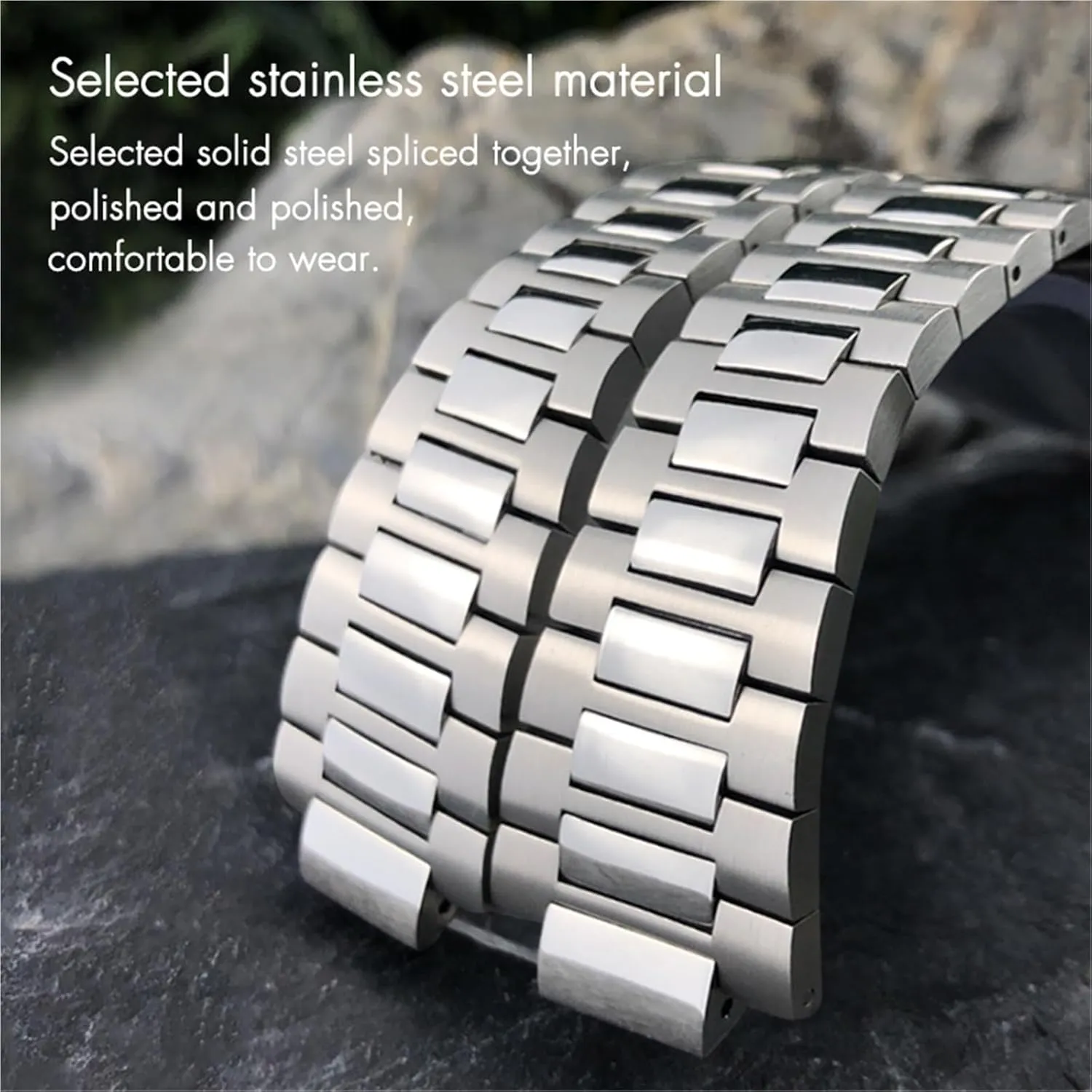 13mm Stainless Steel Watchband 25mm，For Patek Philippe NAUTILUS 5711 5726 Silver Metal Watch Strap Bracelets