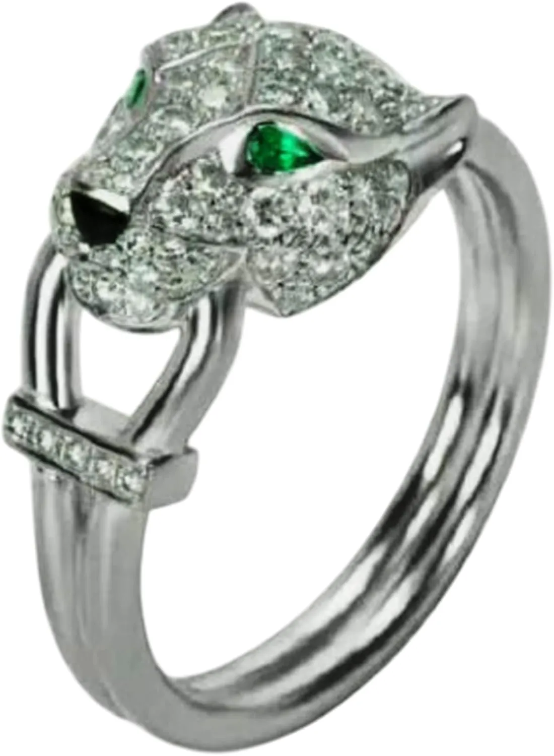 14K Gold Plated Panther Ring – Iced Out Diamond Design with Green Eyes – 925 Sterling Silver Animal Statement Ring for Men & Women – Luxury Hip Hop Fashion Jewelry, Bold Gift Idea