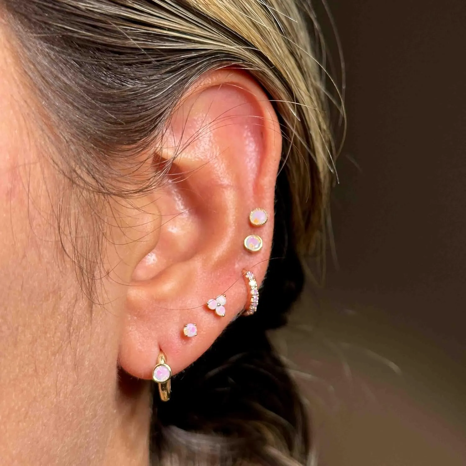 14K Solid Gold Birthstone Flat Back Stud Earring for Women Cartilage Earring Threaded Earlobe Tragus Helix Piercing Jewelry Nose Ring Gemstone Earring for Upper Ear Minimalist SINGLE STUD or PAIR
