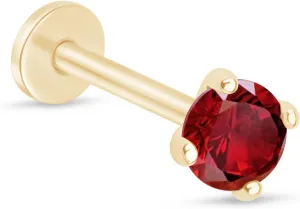 14K Solid Gold Birthstone Flat Back Stud Earring for Women Cartilage Earring Threaded Earlobe Tragus Helix Piercing Jewelry Nose Ring Gemstone Earring for Upper Ear Minimalist SINGLE STUD or PAIR