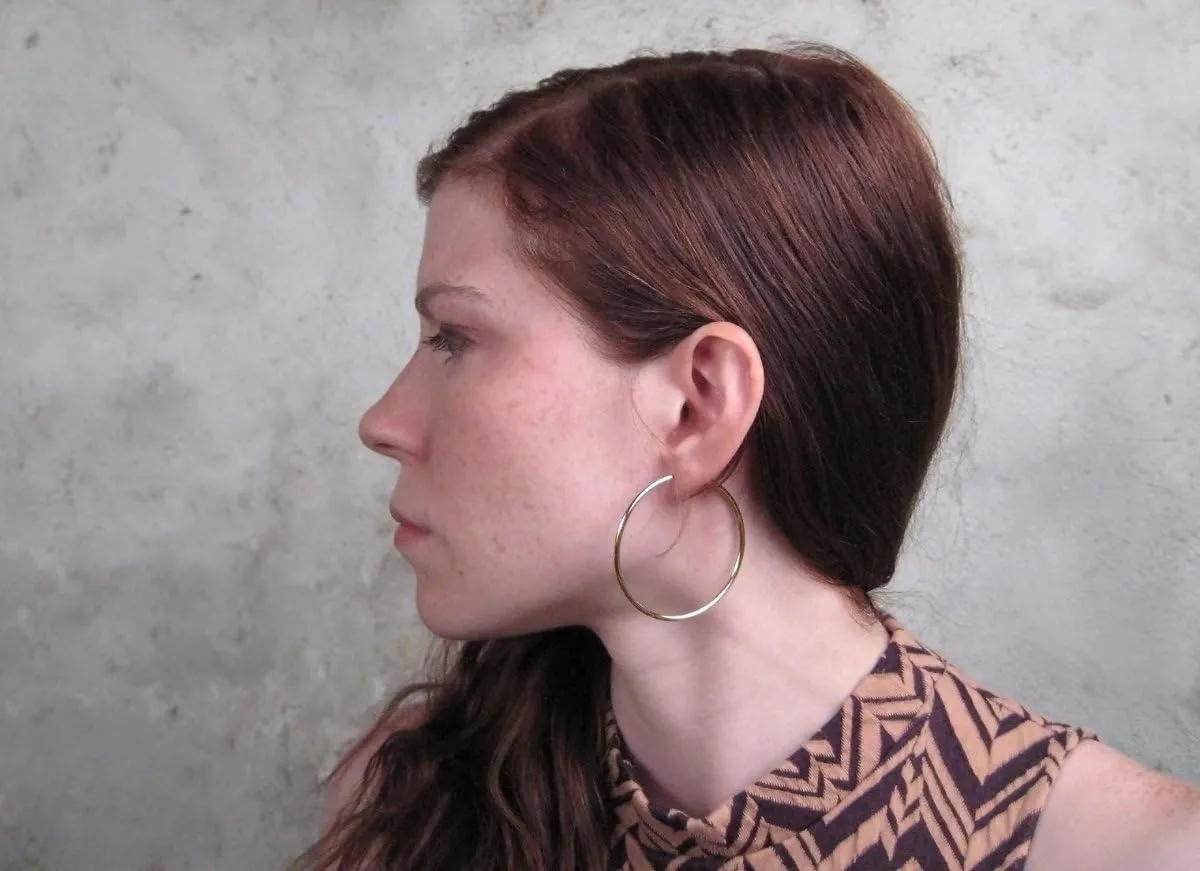 14K Yellow Gold Continuous Endless Hoop Earrings (2mm Tube)