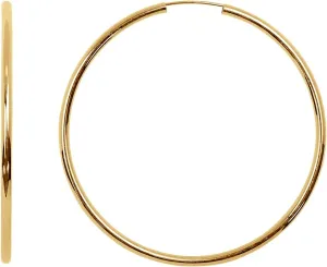 14K Yellow Gold Continuous Endless Hoop Earrings (2mm Tube)