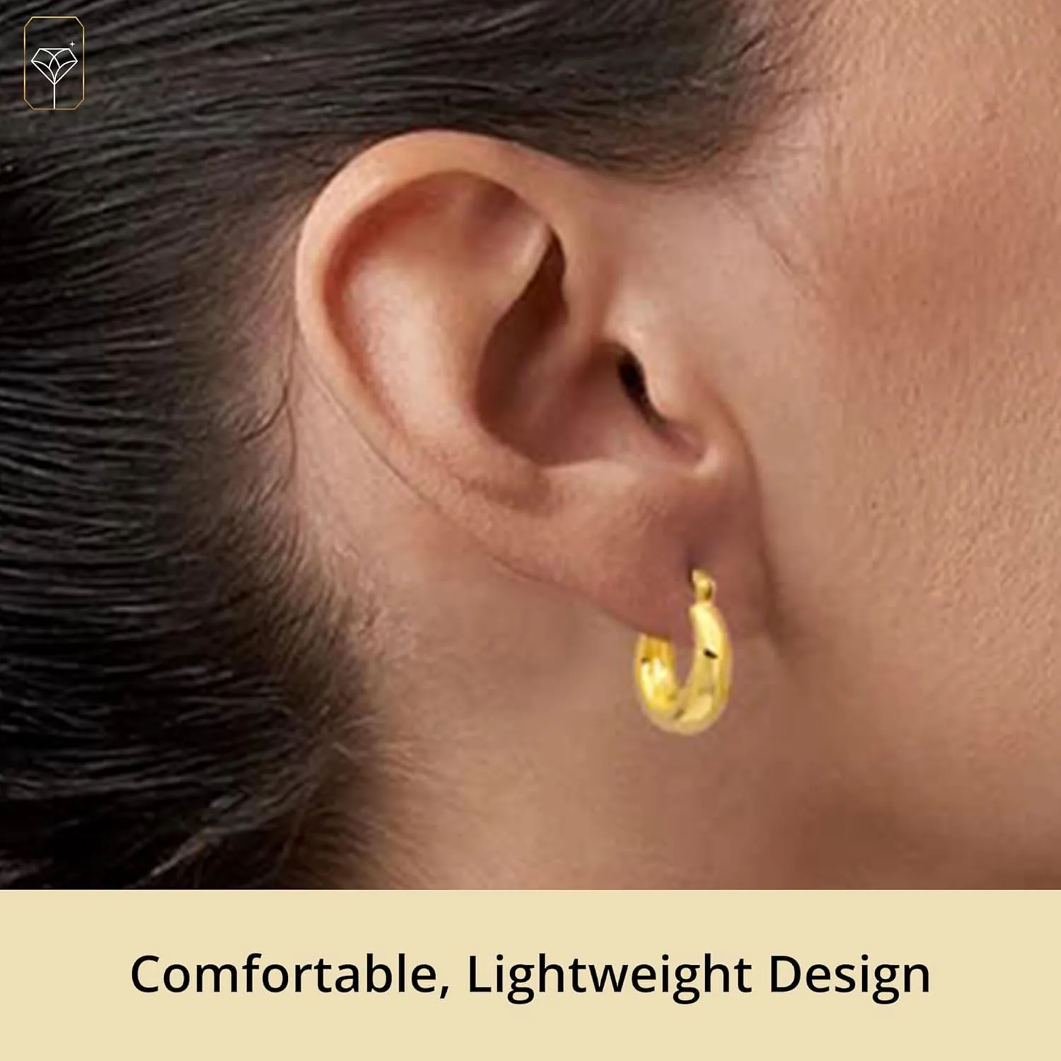 14k Yellow Gold Plated Hoop Earrings for Women with Click Top | Anti Tarnish Lightweight Chunky 14K Gold Hoop Earrings | Hypoallergenic Gold Plated Earrings 0.6 to 1 Inches by MAX   STONE