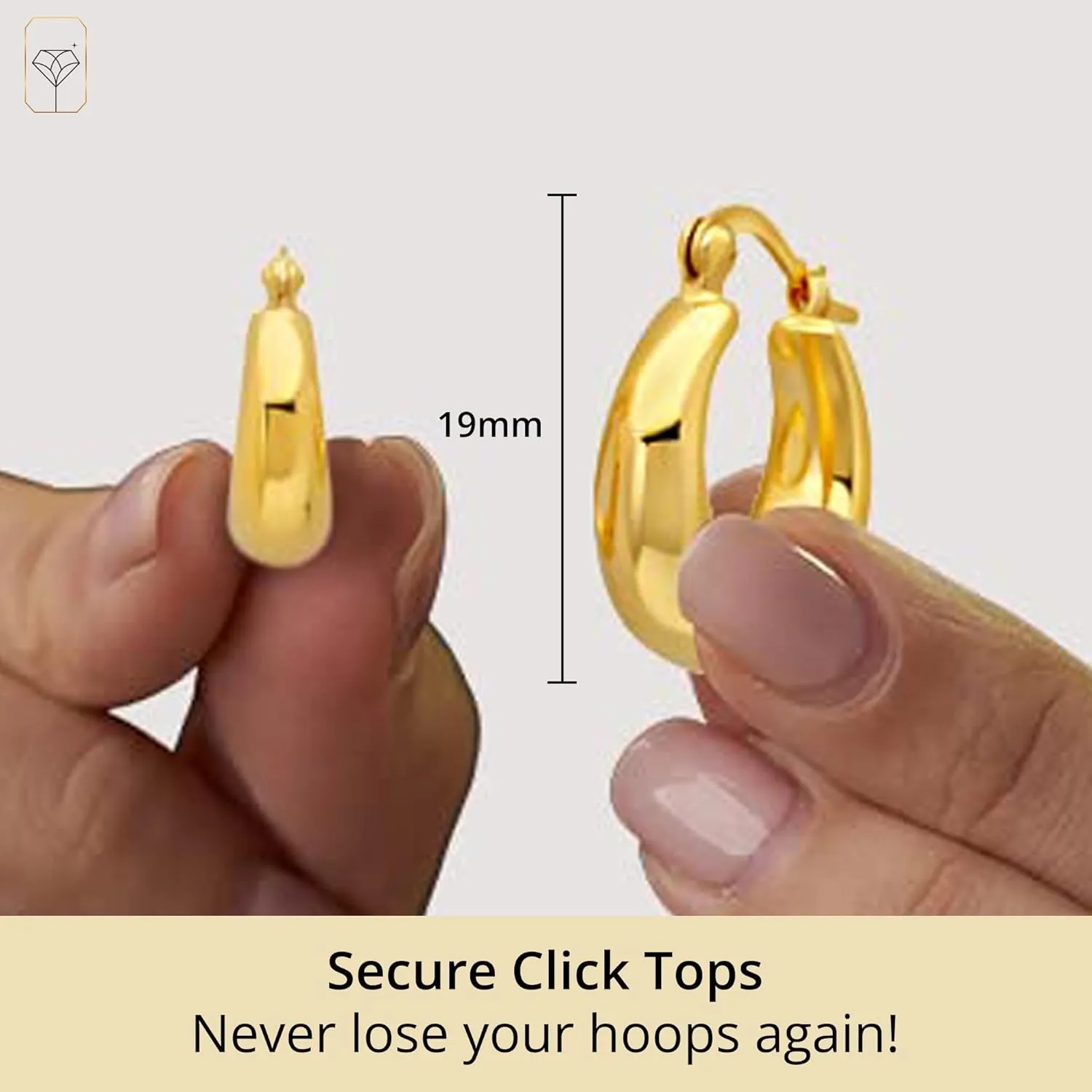 14k Yellow Gold Plated Hoop Earrings for Women with Click Top | Anti Tarnish Lightweight Chunky 14K Gold Hoop Earrings | Hypoallergenic Gold Plated Earrings 0.6 to 1 Inches by MAX   STONE
