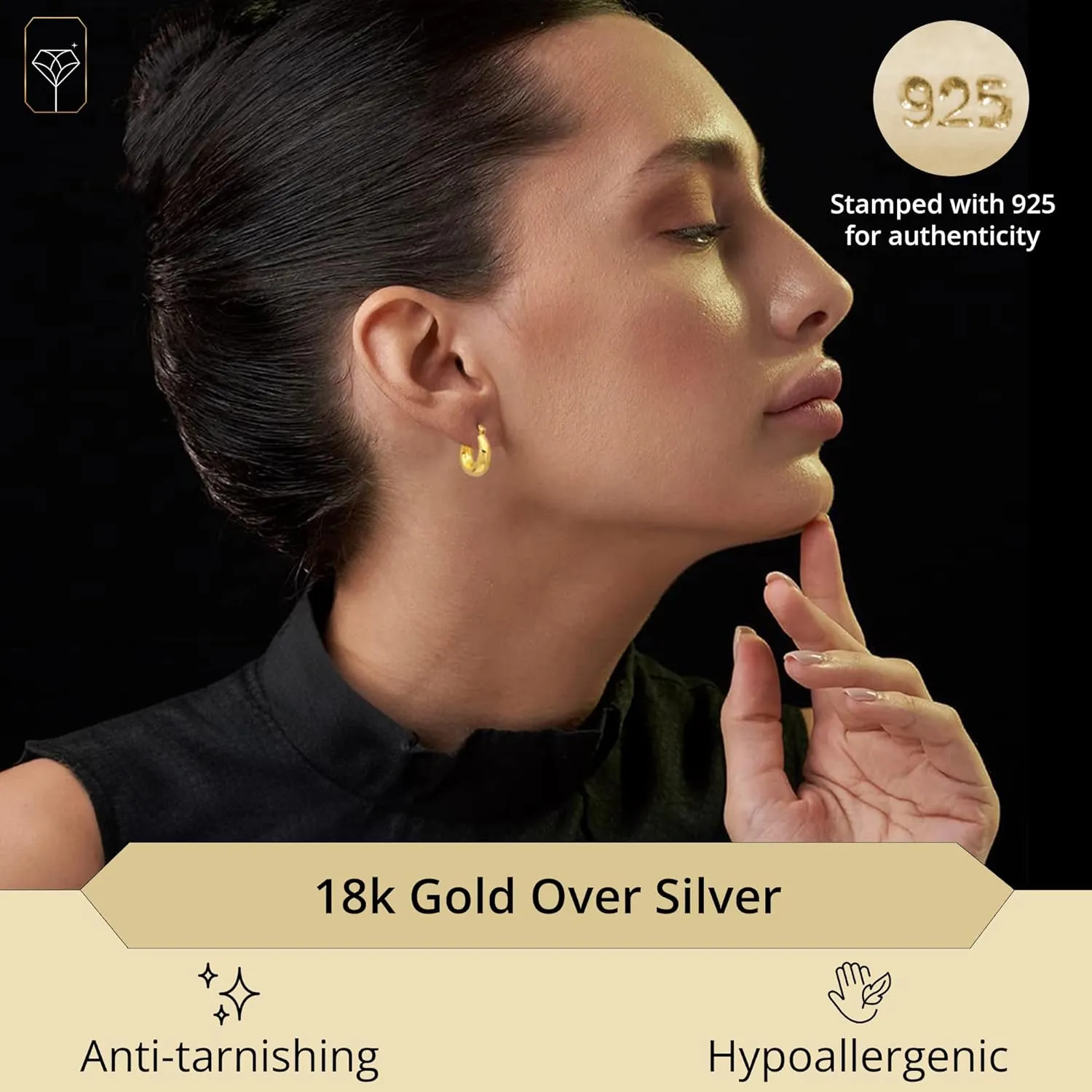 14k Yellow Gold Plated Hoop Earrings for Women with Click Top | Anti Tarnish Lightweight Chunky 14K Gold Hoop Earrings | Hypoallergenic Gold Plated Earrings 0.6 to 1 Inches by MAX   STONE