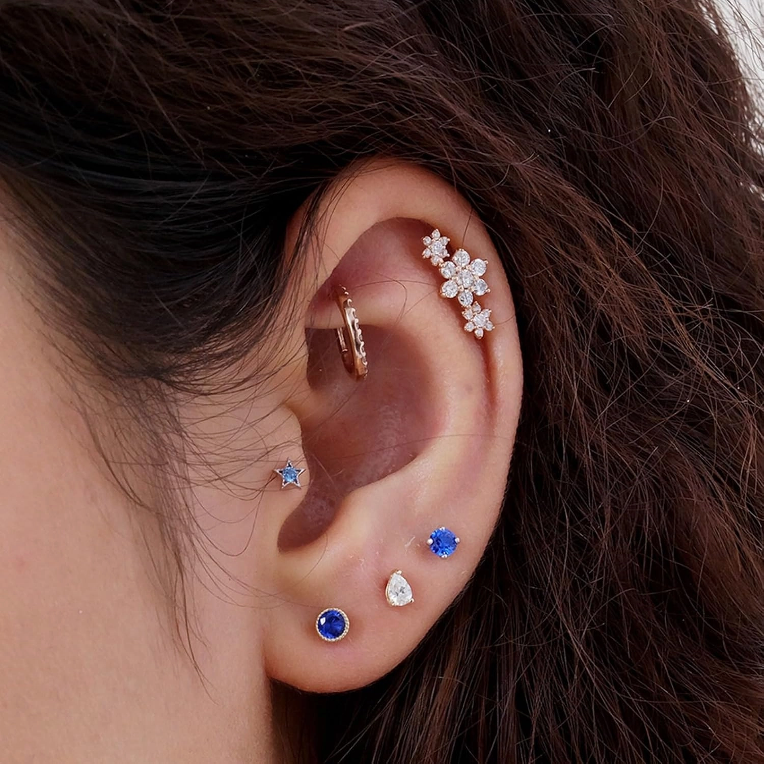 14K Solid Gold Birthstone Flat Back Stud Earring for Women Cartilage Earring Threaded Earlobe Tragus Helix Piercing Jewelry Nose Ring Gemstone Earring for Upper Ear Minimalist SINGLE STUD or PAIR