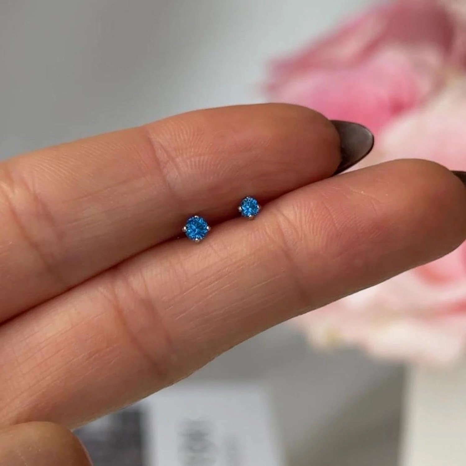 14K Solid Gold Birthstone Flat Back Stud Earring for Women Cartilage Earring Threaded Earlobe Tragus Helix Piercing Jewelry Nose Ring Gemstone Earring for Upper Ear Minimalist SINGLE STUD or PAIR