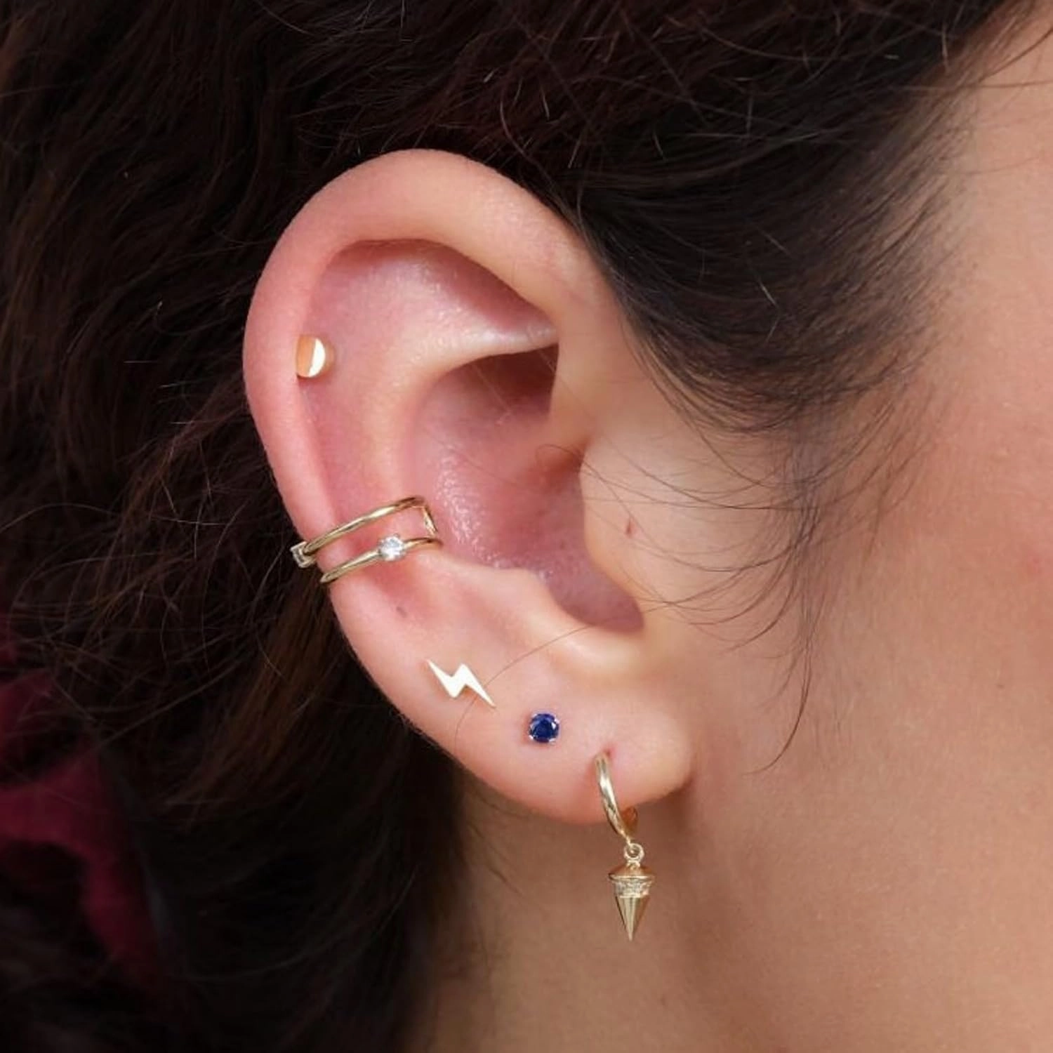 14K Solid Gold Birthstone Flat Back Stud Earring for Women Cartilage Earring Threaded Earlobe Tragus Helix Piercing Jewelry Nose Ring Gemstone Earring for Upper Ear Minimalist SINGLE STUD or PAIR
