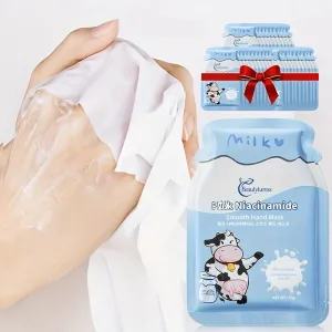 15 Pairs Milk Nicotinamide Hand Mask, Deeply Moisturizing, Smooths the Hand Skin, Glossy Finish, Nourishing Dry Hands, Suitable for Men and Women, Daily Hand Care, Easy to Carry, Travel Size