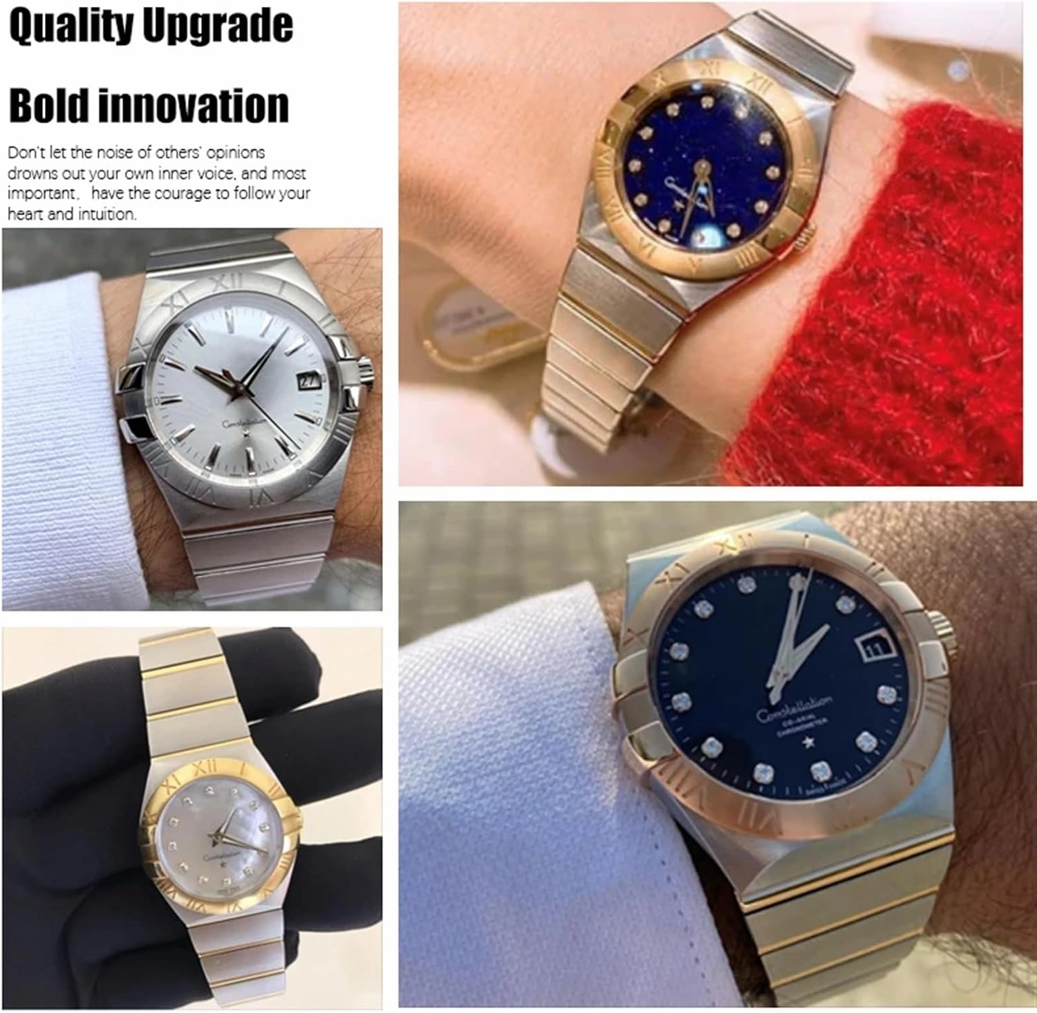 15mm 17mm 18mm 23mm 25mm Concave Shape Stainless Steel Watchband Fit for Omega Constellation Silver Watch Strap Solid Bracelets