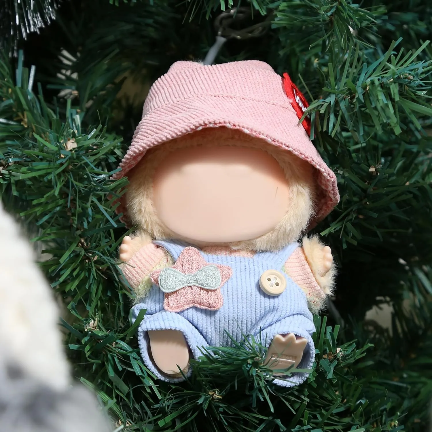 17cm Doll Clothes - Kawaii Chic Style Set for 17cm Dolls, Cute Doll Outfit with Accessories - Colorful T-Shirt   Star Light Blue Romper   Heart Shaped Pink Hat (NO Doll)
