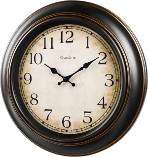 18 Inch Vintage Large Wall Clock for Living Room Decor,Battery Operated Silent Non-Ticking Retro Classic Clocks for Kitchen Fireplace Home Office,House Warming Gifts,Bronze