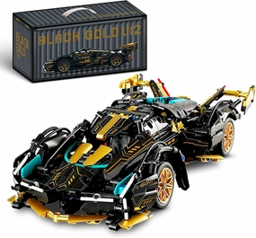 1:14 V12 Technic Super Sports Cars Model Sets - 1314 PCS Black Gold MOC Building Block Car Raceing Engineering Toys - Gift Idea for Adults Boys Girls for Play and Display Collection