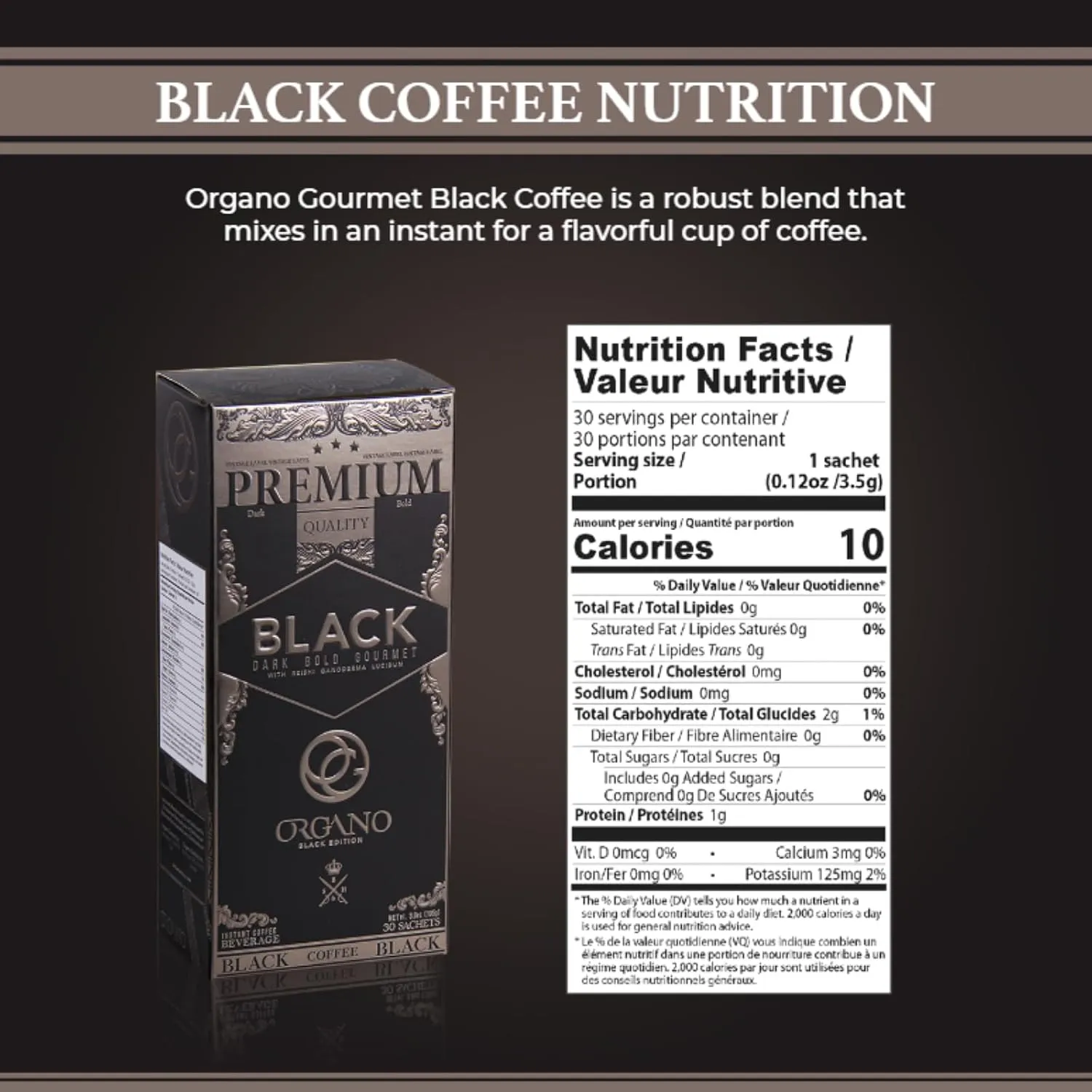 2 Boxes ORGANO Gourmet Black Coffee, 100% Certified Organic Ganoderma Lucidum Mushroom Coffee (60 sachets)