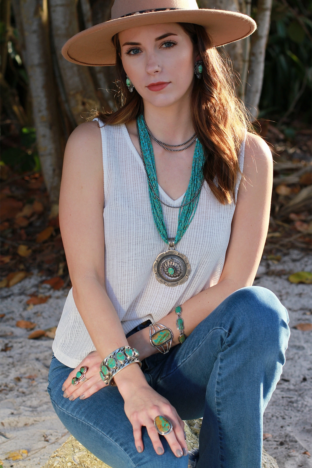 20 Strand Kingman Turquoise Women’s Heishi Necklace