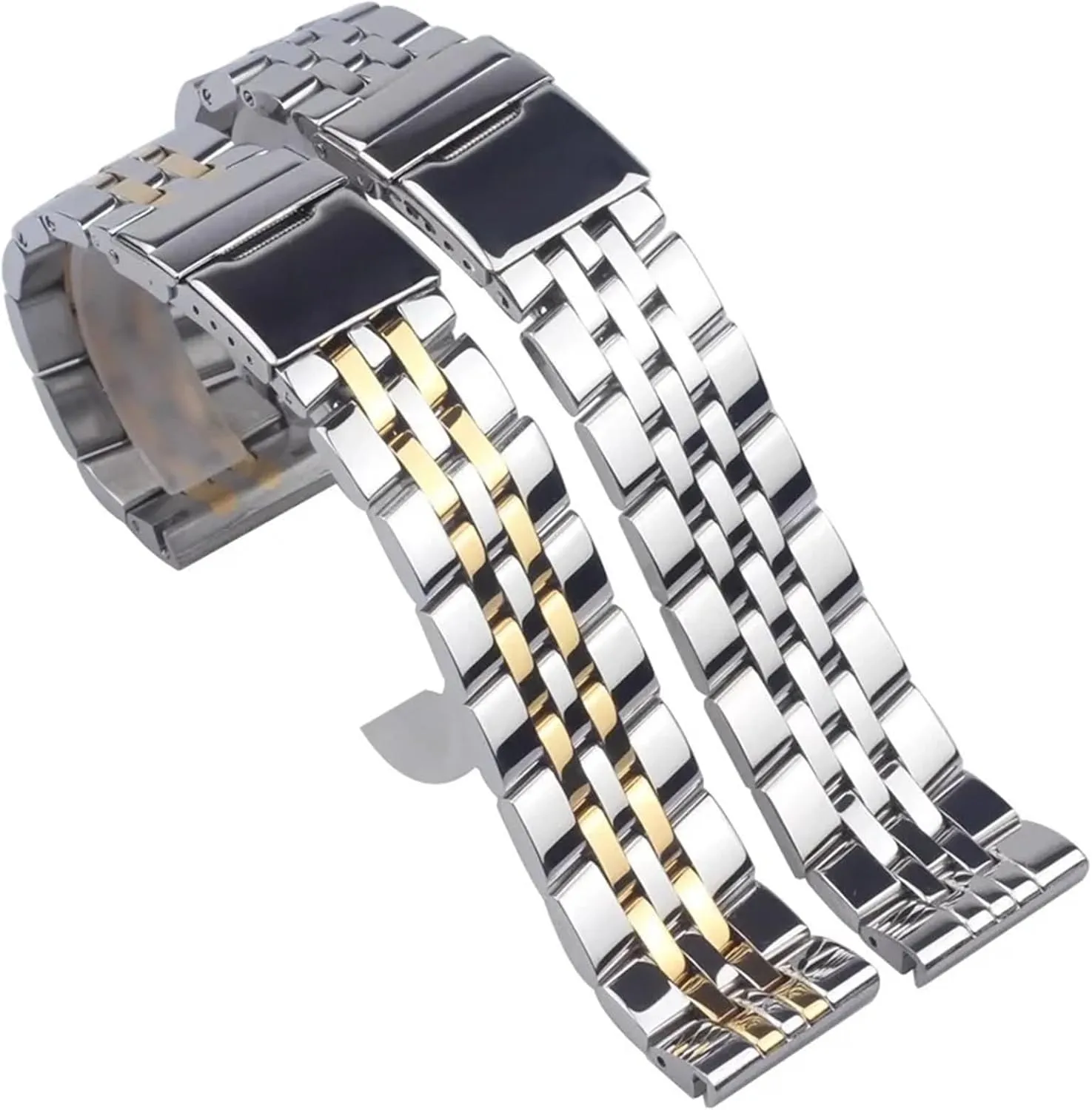 20mm 22mm 24mm Silver Stainless Steel Watch Strap Metal WatchBands For Breitling Premier Avenger Super Ocean Wrist Bracelets