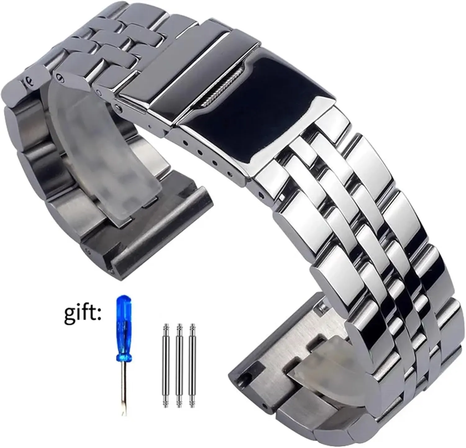20mm 22mm 24mm Silver Stainless Steel Watch Strap Metal WatchBands For Breitling Premier Avenger Super Ocean Wrist Bracelets