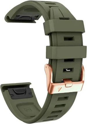 20mm Watch Band Replacement For Garmin Fenix 5S/5S Plus/6S/7S/Instinct 2S/D2, Quick Fit Soft Silicone Strap With Rose Gold Buckle Breathable Waterproof Wristband