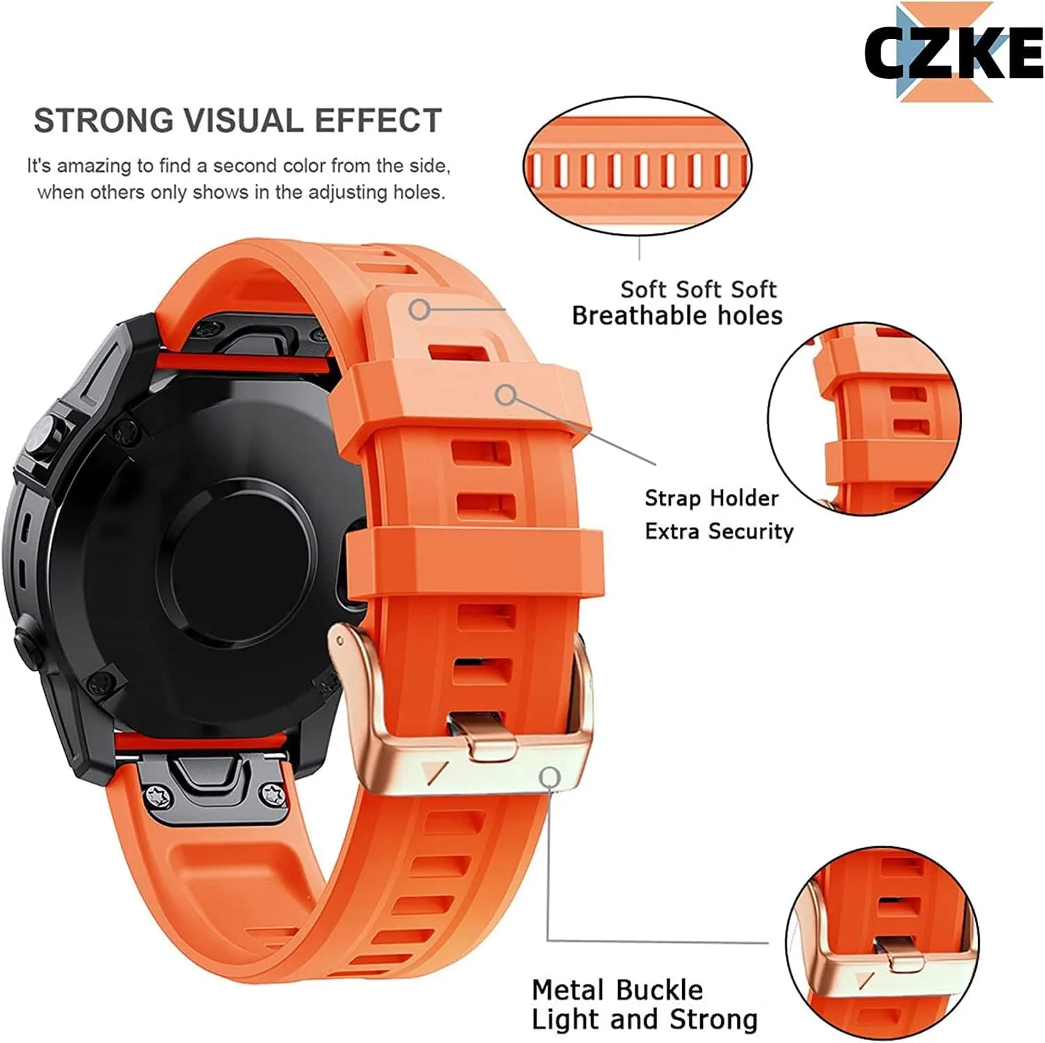 20mm Watch Band Replacement For Garmin Fenix 5S/5S Plus/6S/7S/Instinct 2S/D2, Quick Fit Soft Silicone Strap With Rose Gold Buckle Breathable Waterproof Wristband
