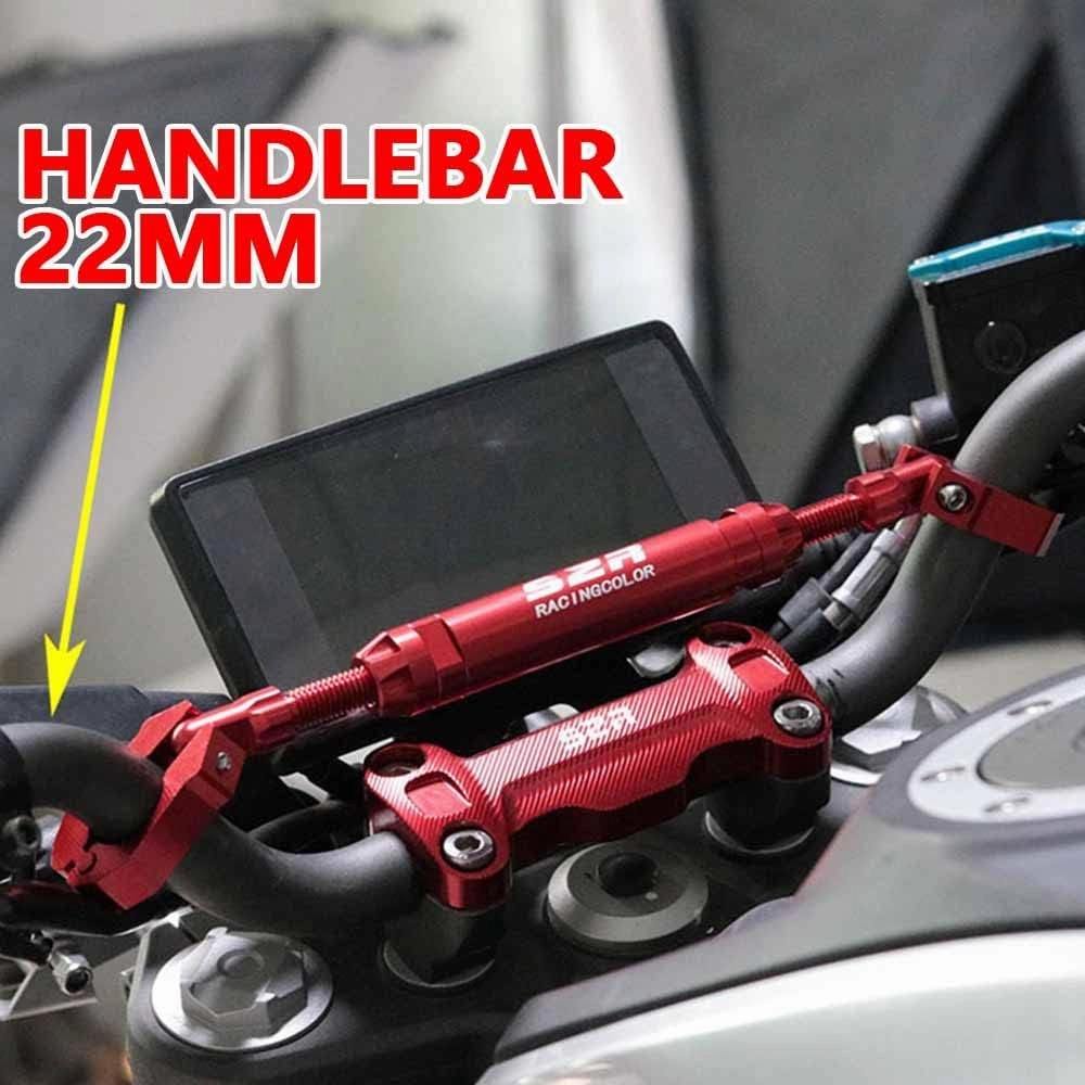 22mm Aluminium Alloy Bold Thick Motorcycle Accessories Balance Bar Adjustable Strength Levers Handlebar Crossbar Phone Holder (black)
