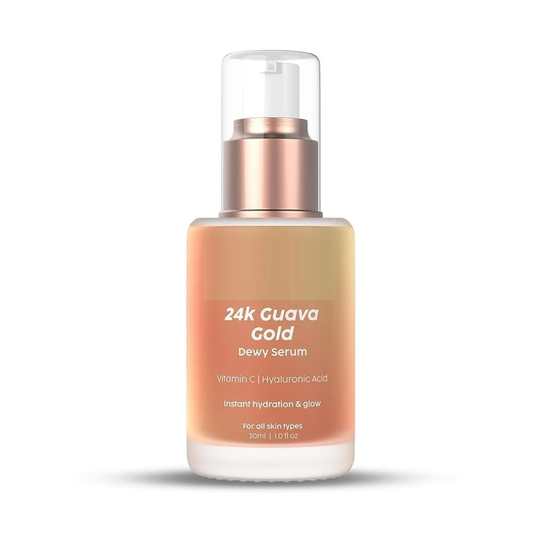 24K Guava Gold Serum | Vitamin C & Hyaluronic Acid | Brightens Skin & Reduces Photoageing | 2-In-1 Face Serum & Primer For Glowing Skin | 30 Ml