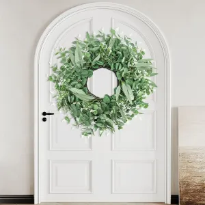 24" Spring Wreaths for Front Door, Large Summer Eucalyptus Wreath, Green Layered Artificial Greenery for Wall Porch Window Home Décor/Outdoor Garden Farmhouse Wreaths, All Season Holiday Celebration