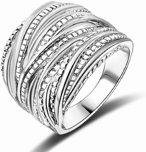 2 Tone Intertwined Crossover Statement Ring Fashion Chunky Band Rings for Women Black Gold Silver Rose Gold Plated Wide Index Finger Rings Costume Jewelry