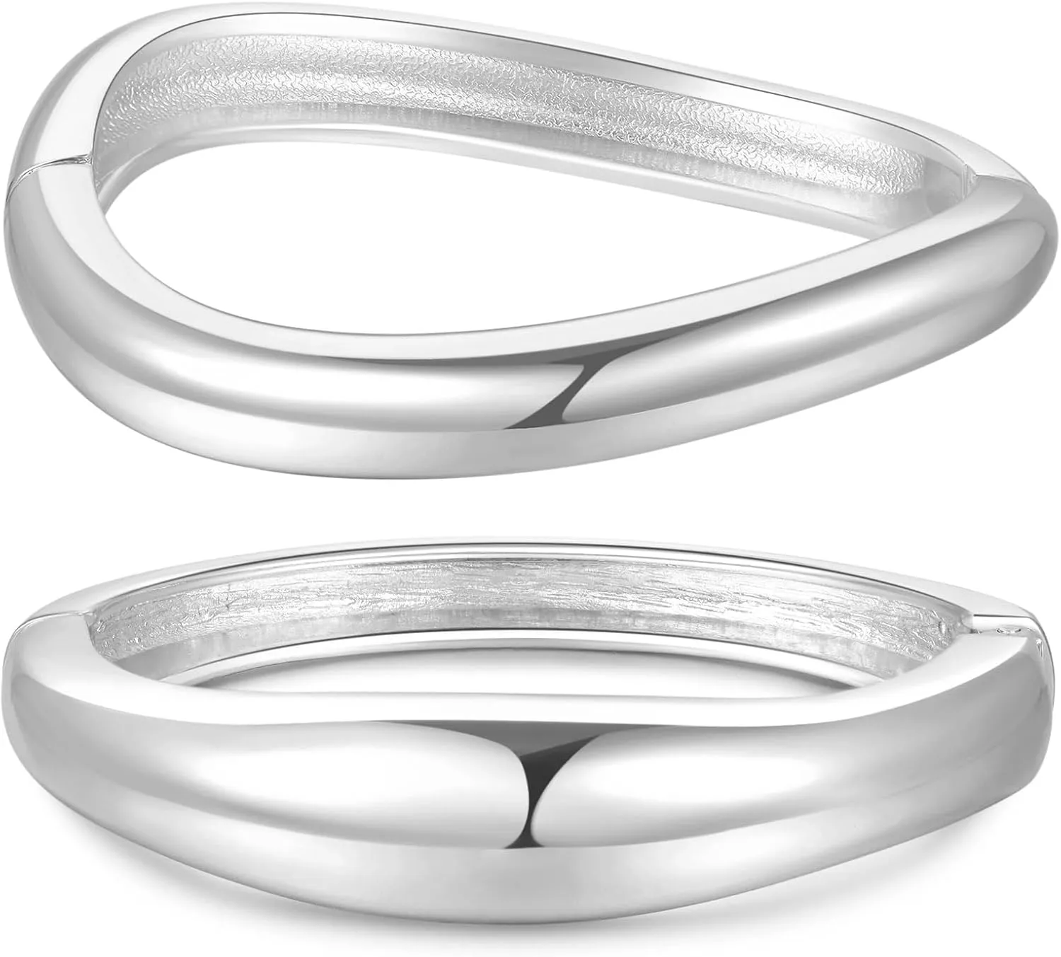 2pcs Gold Bangle Bracelets for Women, Trendy Hinged Cuff Open Wide Chunky Gold Bracelet Stack Arm Cuff Jewelry for Women
