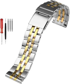 316L stainless steel watchband 22mm 24mm solid metal wristband for breitling Watch strap mens watch bracelet for A49350 AB042011(Silver gold,22mm)