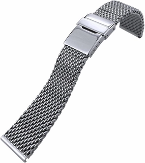 316L Woven Stainless Steel 22mm 24mm Watchband For Breitling Silver Watch Strap Folding Buckle Wristband
