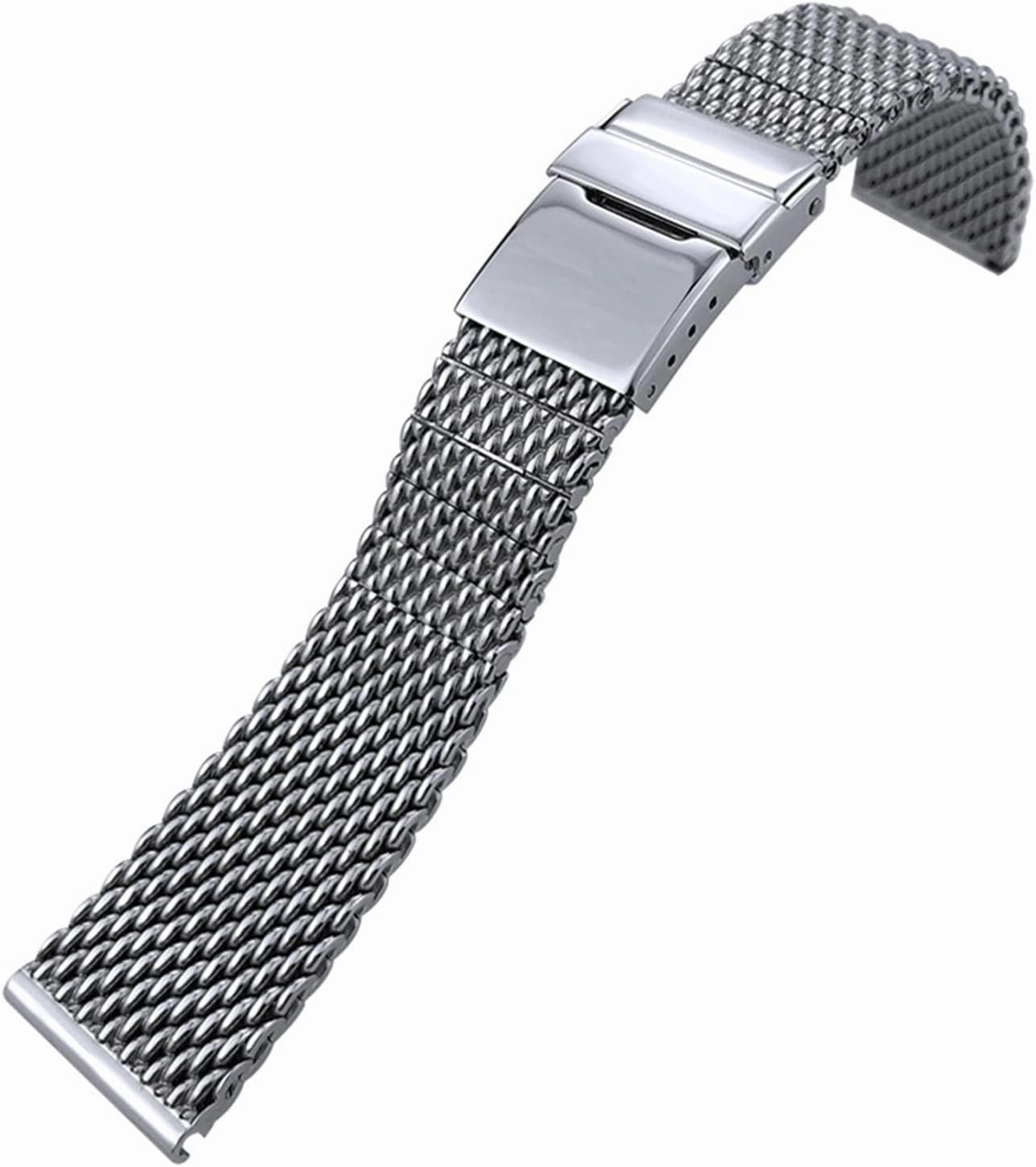 316L Woven Stainless Steel 22mm 24mm Watchband For Breitling Silver Watch Strap Folding Buckle Wristband