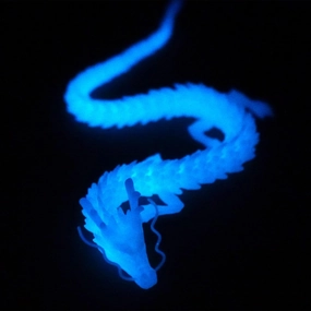 3D Printed Dragon Glow Dark,Flexible Dragon Model Statue,Home Office Decor,Interesting Toys for Autism/ADHD,Festival Gifts,Fidget Toys, Executive Desk Animals Toy (Glow in The Dark Blue)