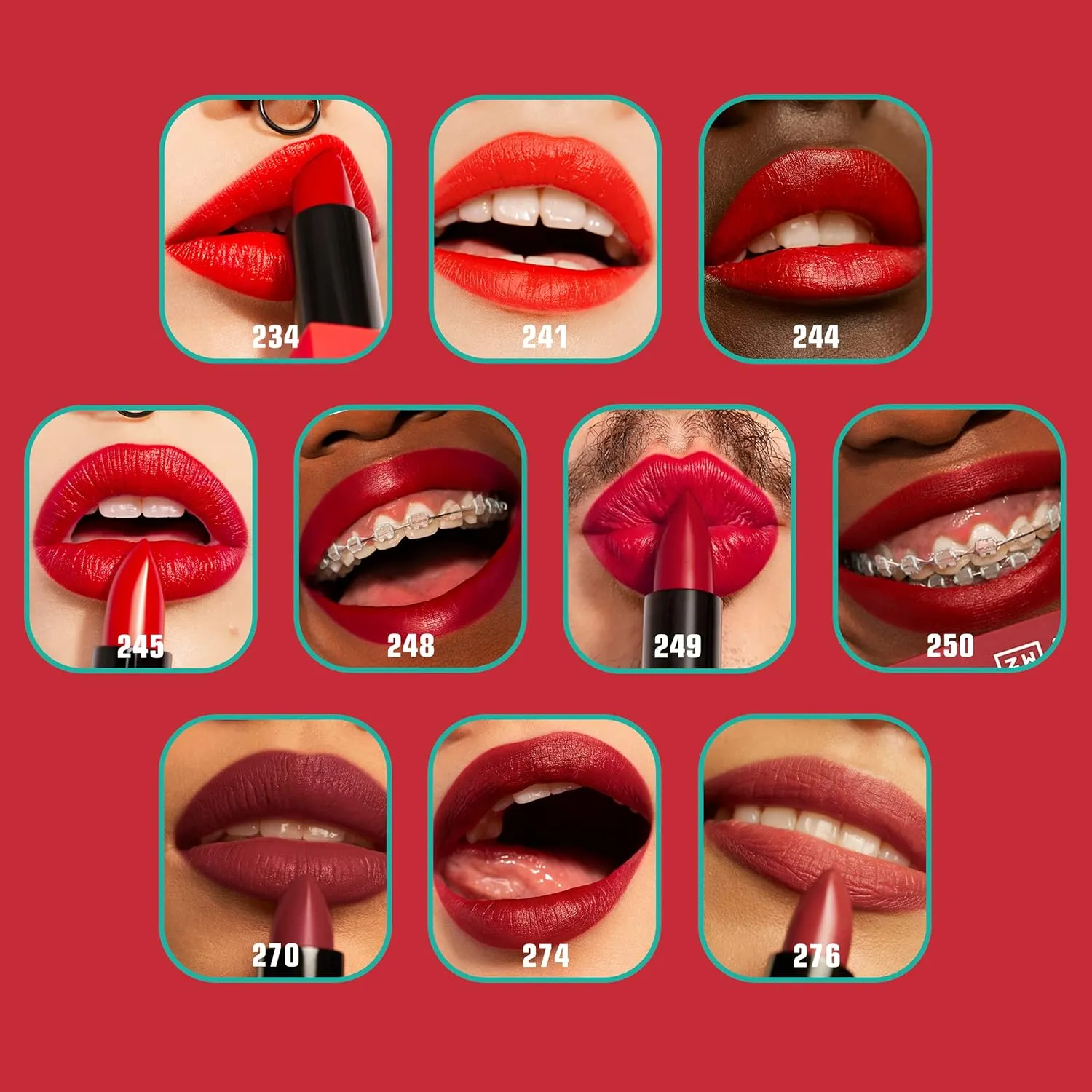 3INA The Lipstick 248 - Outstanding Shade Selection - Matte And Shiny Finishes - Highly Pigmented And Comfortable - Vegan And Cruelty Free Formula - Moisturizes The Lips - Dark Red - 0.16 Oz