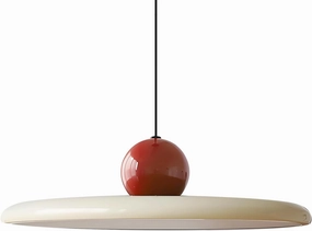 40cm Modern LED Pendant Light, 36W Dimmable Ceiling Hanging Lamp, 3000K/4500K/6000K, Height Adjustable, Metal Round Chandelier for Dining Room, Living Room, Bedroom (Red   Beige)