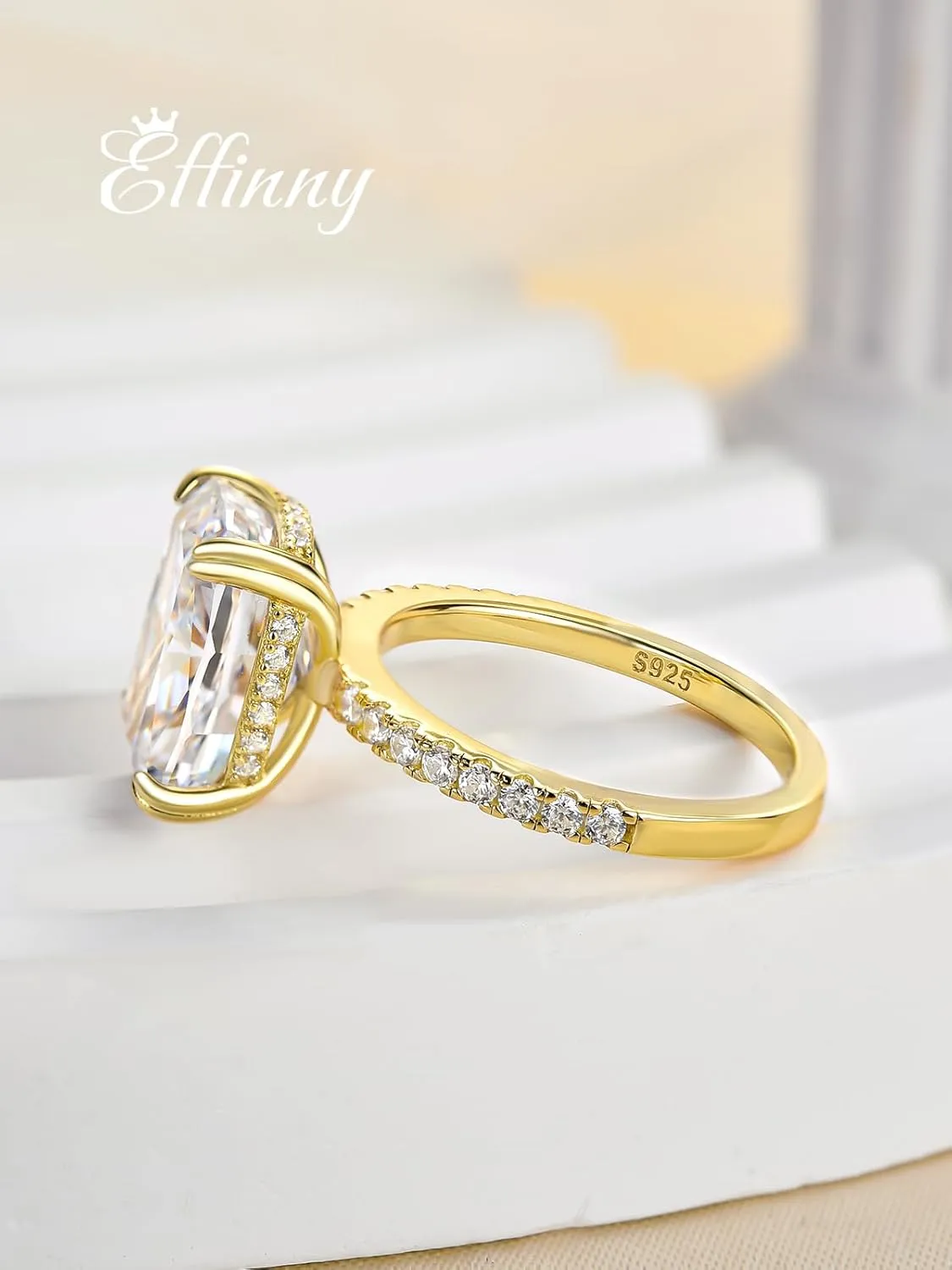4.0ct Elongated Cushion Cut Engagement Ring for Women,Sterling Silver Simulated Diamond Promise Ring