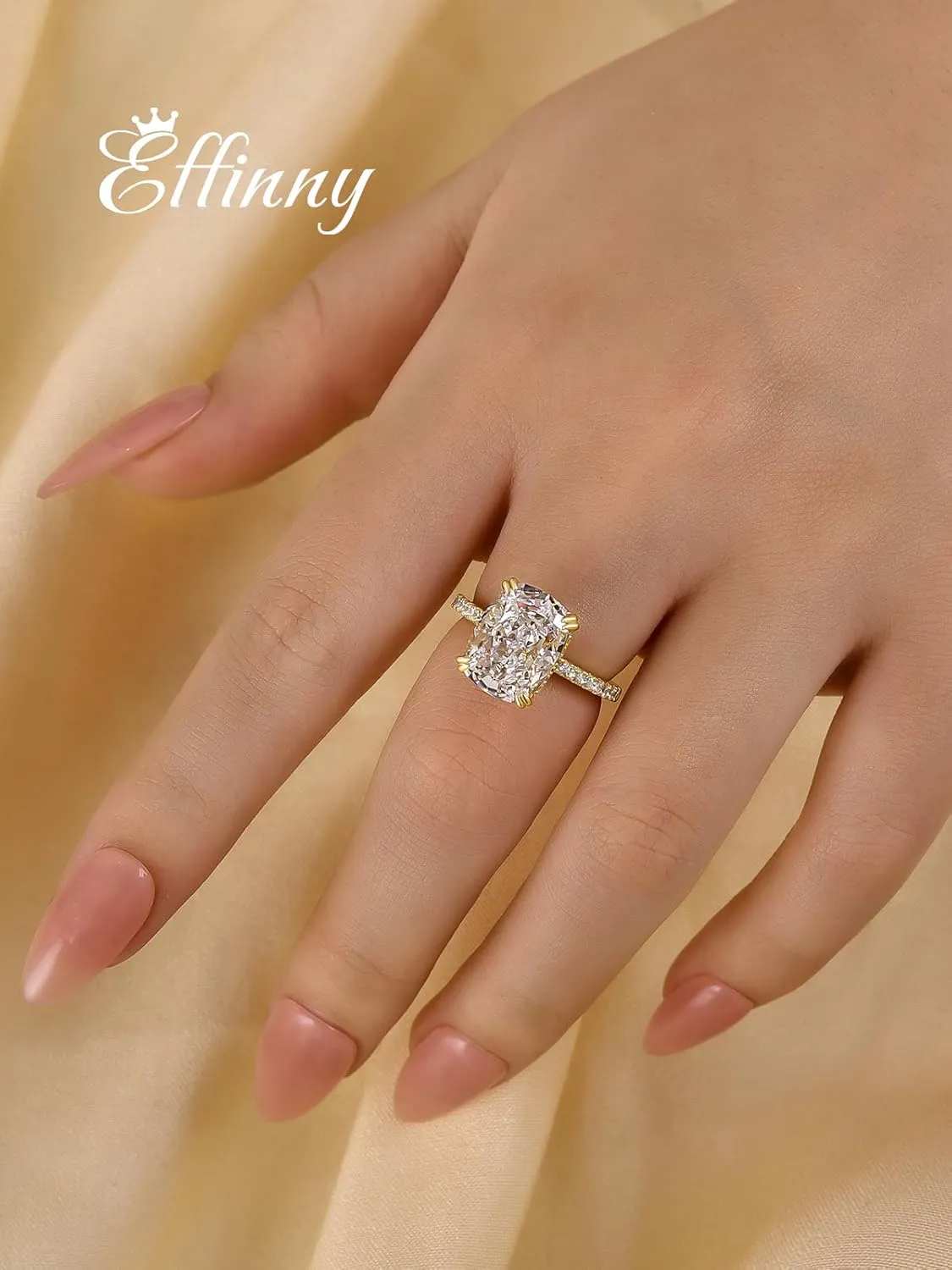 4.0ct Elongated Cushion Cut Engagement Ring for Women,Sterling Silver Simulated Diamond Promise Ring