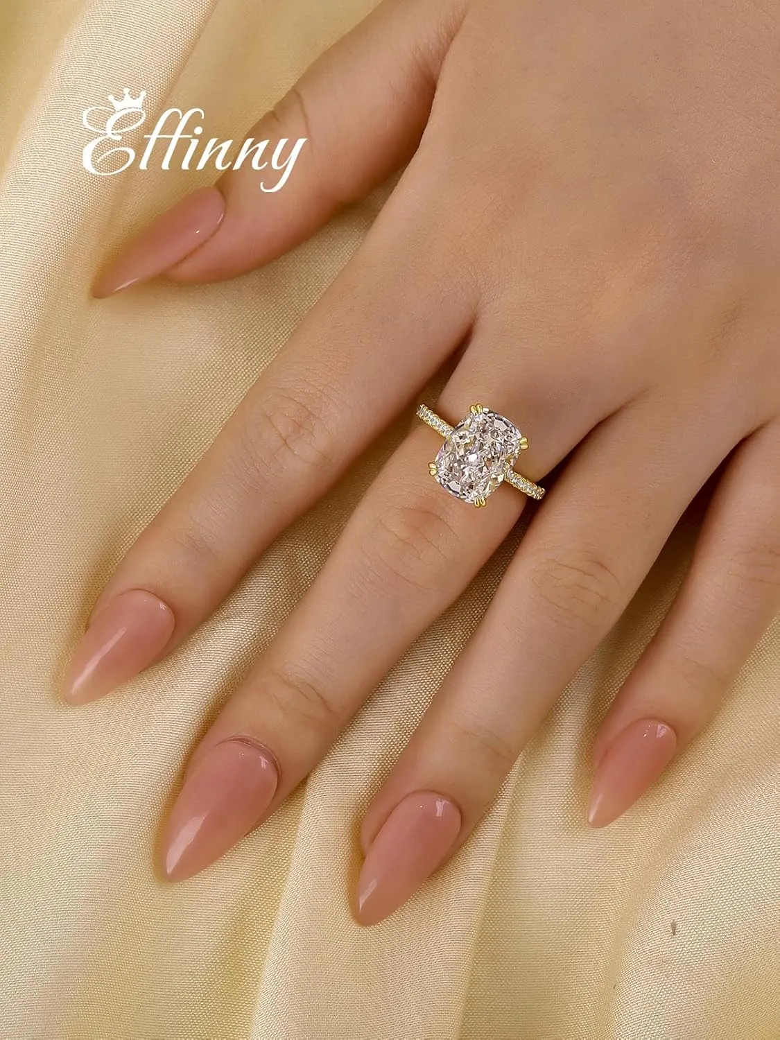 4.0ct Elongated Cushion Cut Engagement Ring for Women,Sterling Silver Simulated Diamond Promise Ring