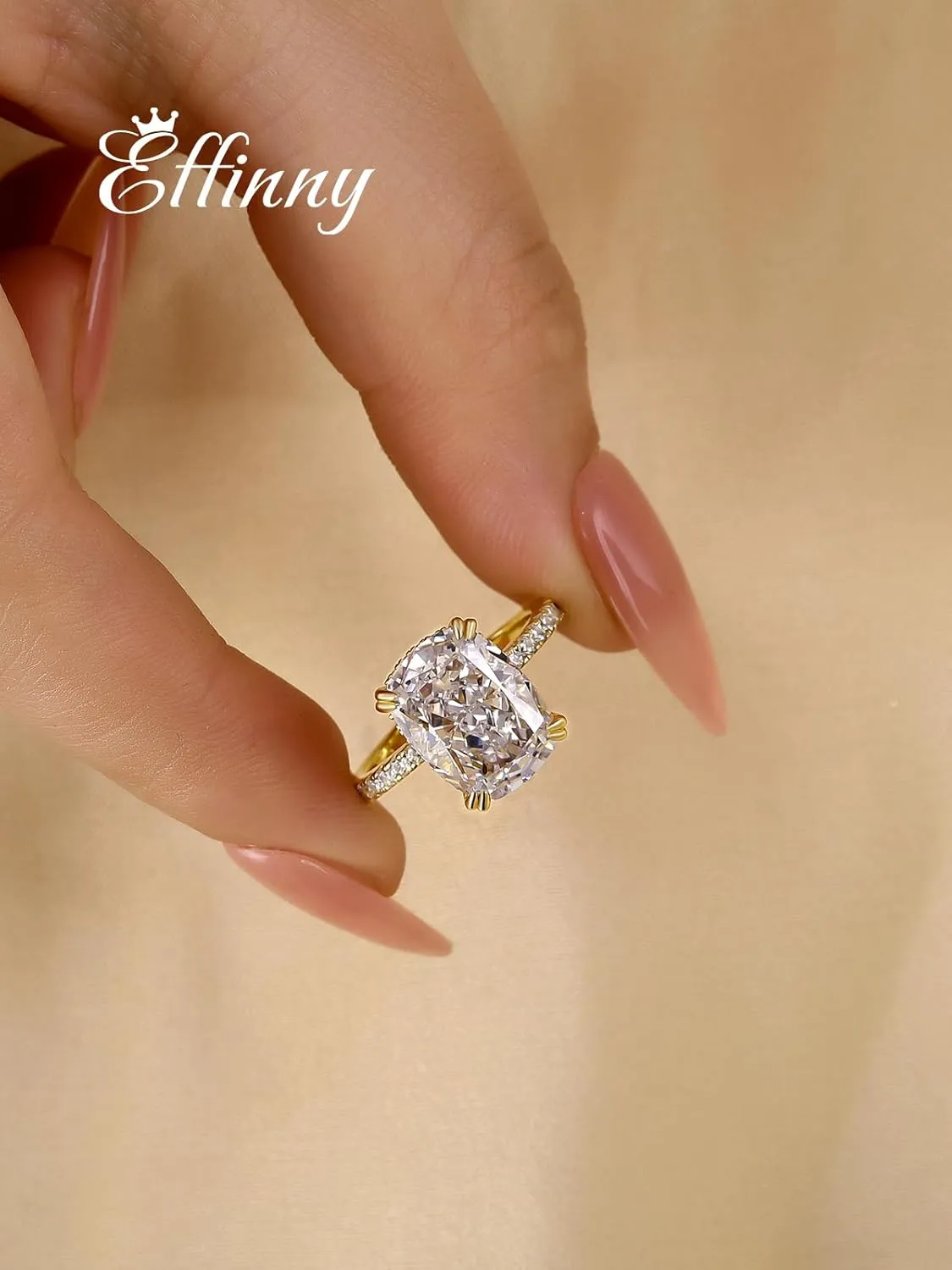 4.0ct Elongated Cushion Cut Engagement Ring for Women,Sterling Silver Simulated Diamond Promise Ring