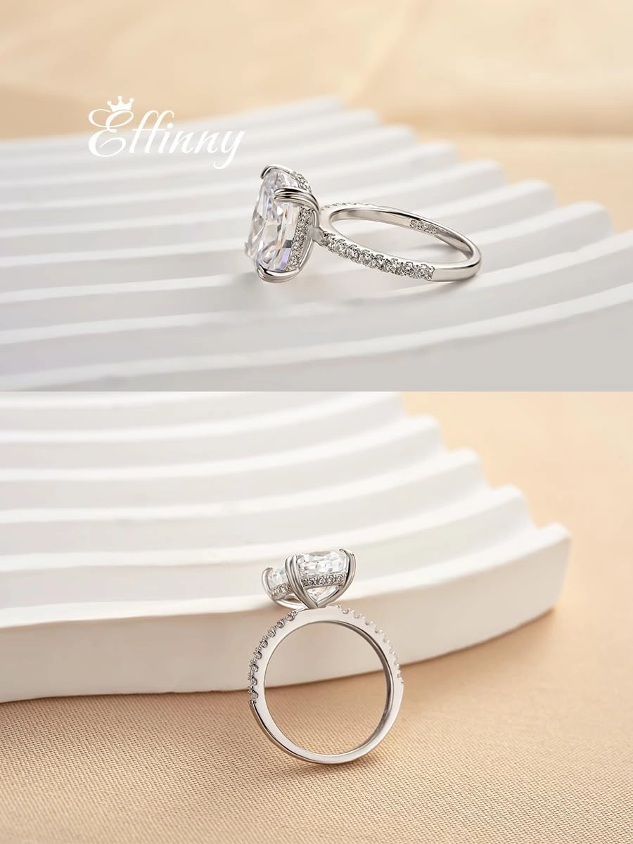 4.0ct Elongated Cushion Cut Engagement Ring for Women,Sterling Silver Simulated Diamond Promise Ring