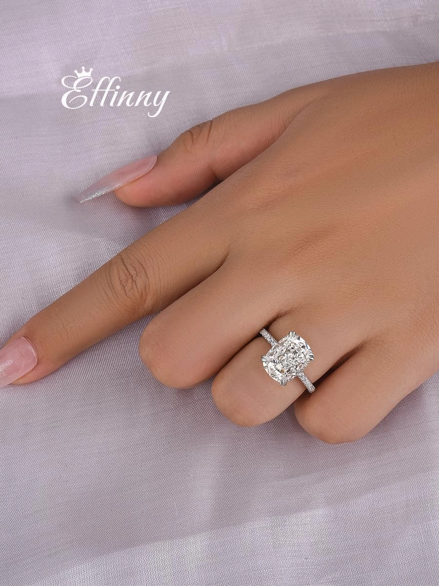 4.0ct Elongated Cushion Cut Engagement Ring for Women,Sterling Silver Simulated Diamond Promise Ring