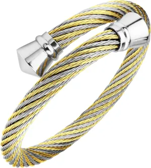 555Jewelry Classic Vintage Stainless Steel Twisted Wire Cuff Bracelet Bangle