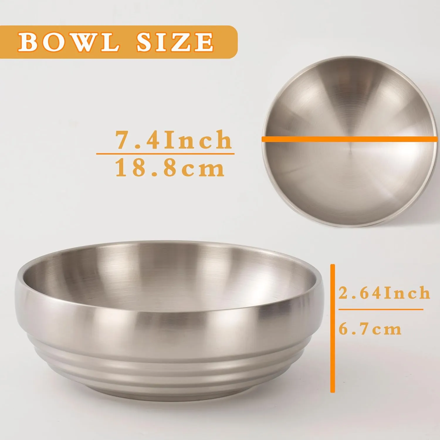 7.4 Inch Large Decorative Bowl for Entryway Table, Key Holder, Home Decor, Catch All (Silver)