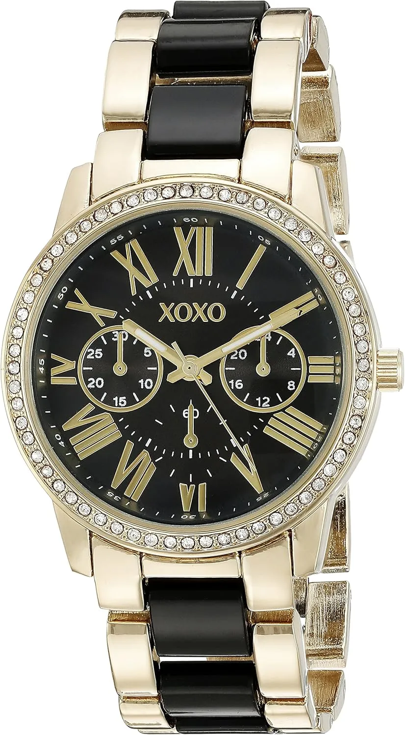 Accutime XOXO Women's XO5874 Gold-Tone and Black Bracelet Watch
