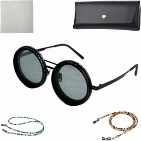 Adjustable Tint Polarized Round Sunglasses, 1-9 Gears Manual Tint Control, with Built-in Nd Filter Lenses