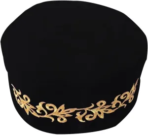 African Kufi Hat with Gold Embroidery Ankara Kufi Hats Men Hat Accessory Cap