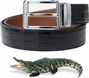 Alligator Leather Belt Men Crocodile Belly 1.5" width Pin Gold Buckle Removal Dress Golf Luxury Premium Handmade