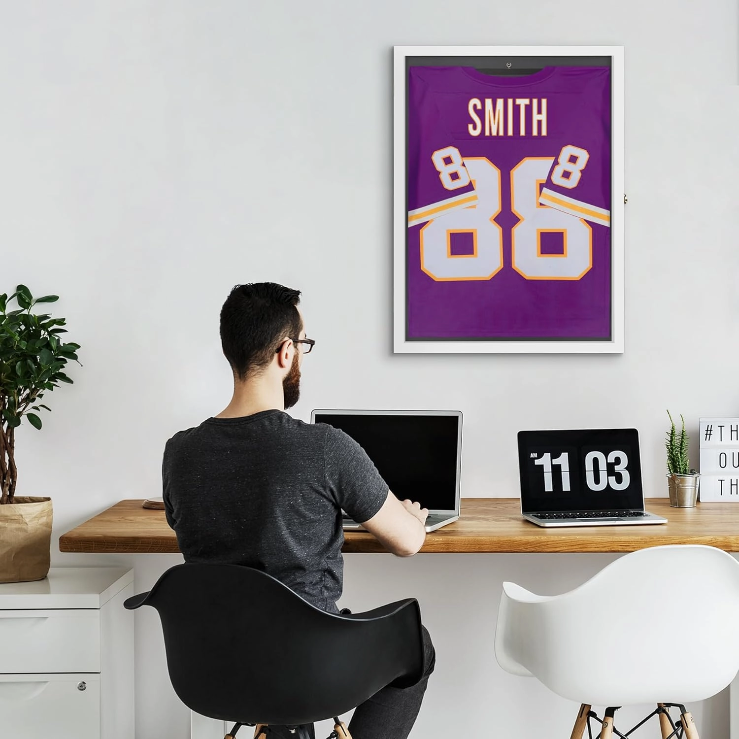 Americanflat Jersey Frame Display Case - 23x31 Lockable Display Case with Hanger - All-Star Collection - White Sports Jersey Frame Shadow Box with Plexiglass for Baseball, Football, Basketball, Soccer
